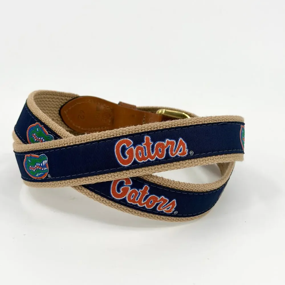Vintage Y2K Zap-Pro Navy Florida Gators Genuine Leather Ribbon Belt
